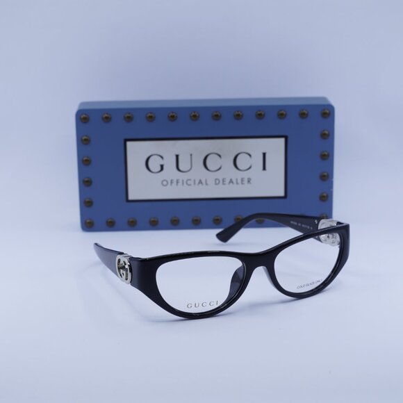 Gucci GG1825O 001 Cat Eye Eyeglasses - Shiny Black 54mm - Picture 4 of 10